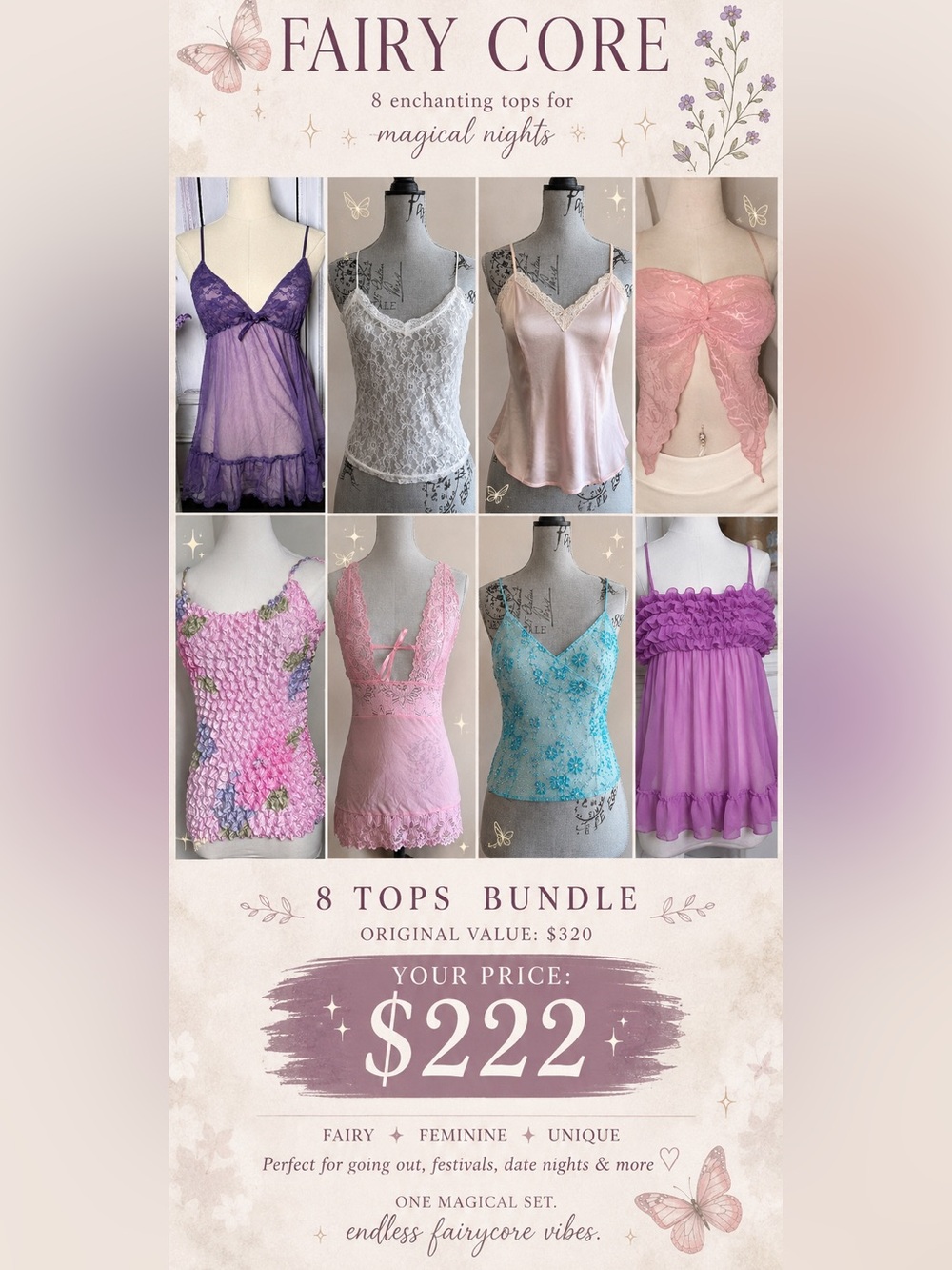 Fairycore Going Out Tops Bundle 🎀🧚‍♀️ 8 Pieces